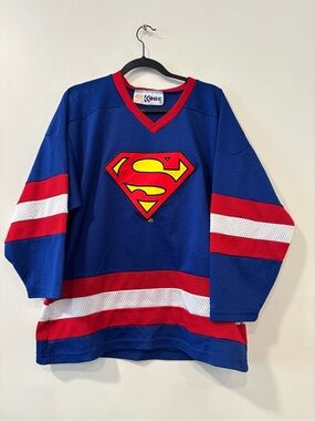 Vintage Y2K 2000s Kobe Superman Hockey Jersey Blue Adult Size M